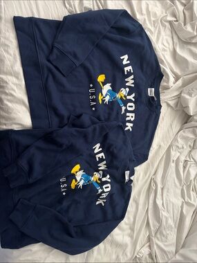 Matching Navy Graphic Donald Duck "New York" Sweatshirt one in large and one 2XS